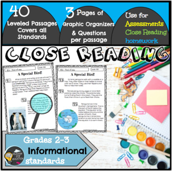 Preview of Close Reading Passages/Reading Assessments 2nd/3rd Grade (Informational)