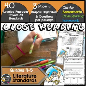 Preview of Close Reading Passages/Reading Assessments 4/5th grade (Literature Texts)