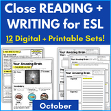 Close Reading Passages | Fall Vocabulary |  ESL Writing | 