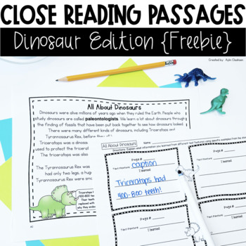Preview of Dinosaurs Close Reading Passages with Comprehension Questions and Activities