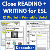 ESL Christmas Activities Close Reading Passages Writing Ho