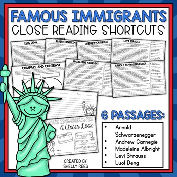 Preview of Reading Comprehension Passages about Famous Immigrants
