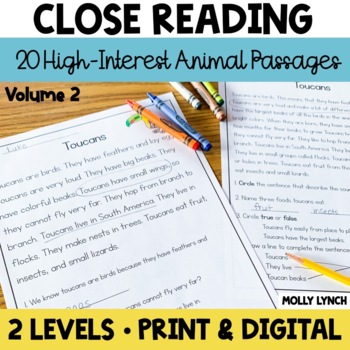 Preview of Close Reading Passages Google Classroom - Volume 2!