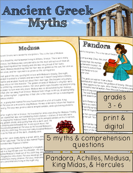 Preview of Greek Myths Reading Passages and Comprehension Questions