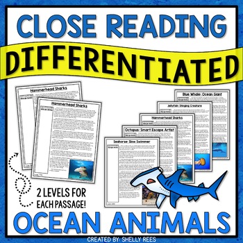 Preview of Ocean Animals Reading Comprehension Passages Bundle