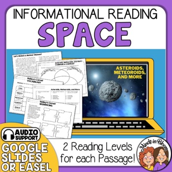 Preview of Close Reading Comprehension Non-fiction Reading Practice Lesson Science Space