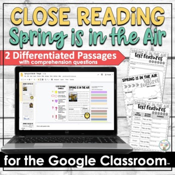 Preview of Close Reading Passages and Questions for Signs of Spring | Distance Learning