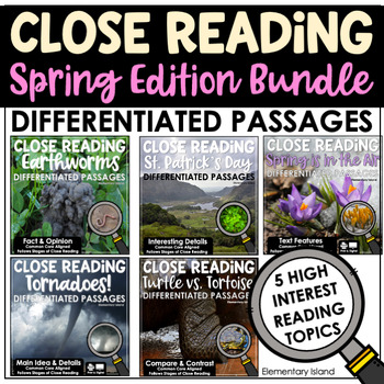 Preview of Close Reading Passages and Questions for Spring Bundle