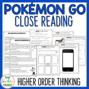 Preview of Pokemon Go Reading Comprehension Passages and Questions - Video Games Reading
