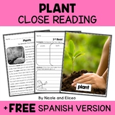 Plant Life Close Reading Comprehension Passage Activities 