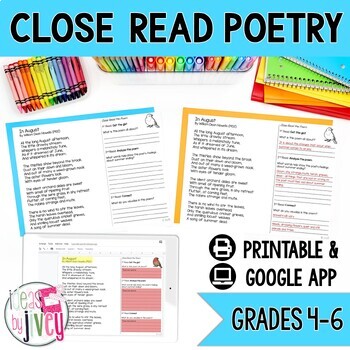 Preview of Close Reading Poems | National Poetry Month: Printable & Digital Formats