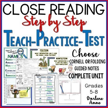 Preview of Close Reading: PowerPoint, Notes, Worksheets, Test PRINT & DIGITAL 