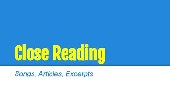 Preview of Close Reading Printable(s)