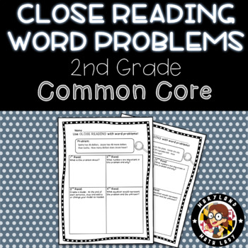 Preview of 2nd Grade Word Problems - Close Reading!