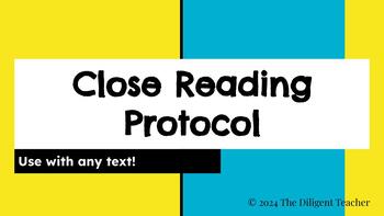 Preview of Close Reading Protocol Slides- USE WITH ANY TEXT