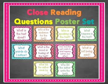 Preview of Close Reading Question Posters