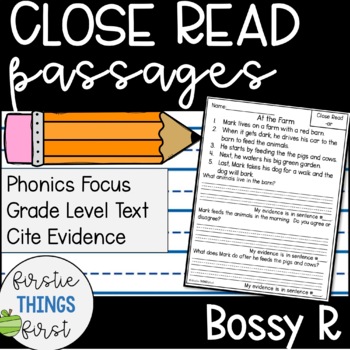 Preview of Close Reading/ Reading Comprehension: Bossy R