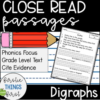 Preview of Close Reading/ Reading Comprehension: Digraphs