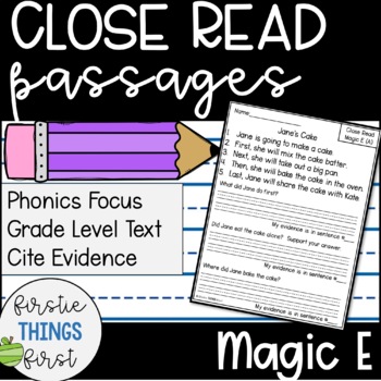 Preview of Close Reading/ Reading Comprehension: Magic E