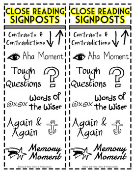 Preview of Close Reading Signposts Bookmark (Notice and Note)