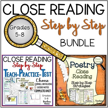 Preview of Close Reading: Step by Step Strategies BUNDLE for Middle School English