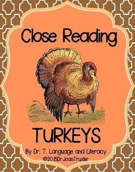 Preview of Close Reading: TURKEYS (Distance Learning)