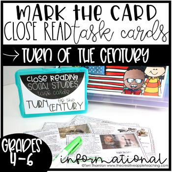Preview of Close Reading Task Cards: Turn of the Century