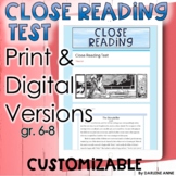 Close Reading Test Google Form and Print 