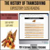 Close Reading - The History of Thanksgiving - DIGITAL & PRINT