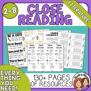 Preview of Literature (Fiction) Close Reading Strategies Posters Prompts Graphic Organizers