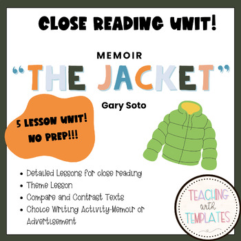 Preview of Close Reading Unit-"The Jacket" by Gary Soto-Figurative Language-Theme