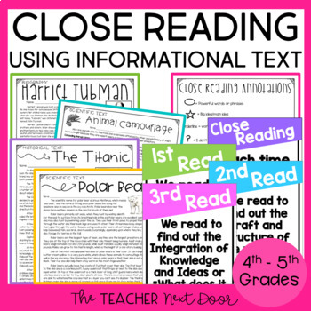 Preview of Close Reading Using Informational Text for 4th and 5th Grades
