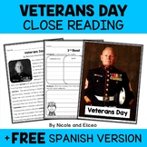 Veterans Day Close Reading Comprehension Passage Activitie
