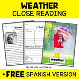 Weather Close Reading Comprehension Passage Activities + F