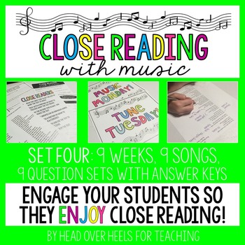 Preview of Close Reading With Music-Engage Your Readers! Vol. 1, Set 4 | Distance Learning