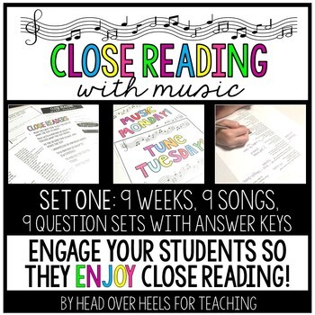 Preview of Close Reading With Music-Engage Your Readers! Volume 1 | Set One