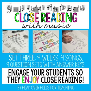 Preview of Close Reading With Music-Engage Your Readers! Vol. 1, Set 3 | Distance Learning