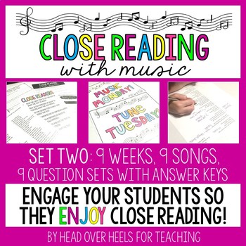 Preview of Close Reading With Music-Engage Your Readers! Vol. 1, Set 2 | Distance Learning