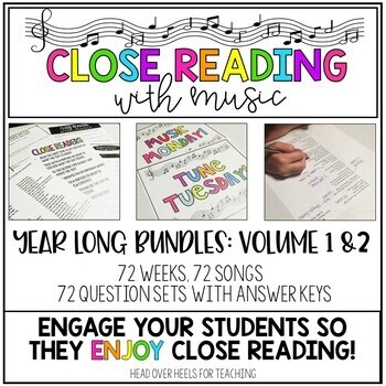 Preview of Close Reading With Music-Engage Your Readers! Two Volumes | Distance Learning