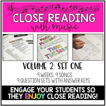 Preview of Close Reading With Music-Engage Your Readers! {V-2, Set One} | Distance Learning