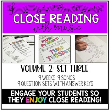 Preview of Close Reading With Music-Engage Your Readers! Vol. 2, Set 3 | Distance Learning