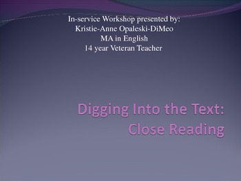 Preview of Close Reading Workshop For Teachers