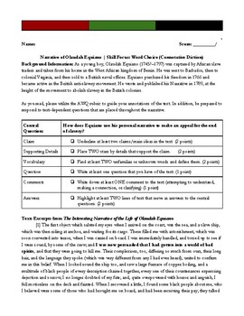 Preview of Close Reading Workshop of Olaudah Equiano-Word Choice