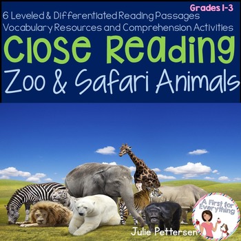 Preview of Close Reading Zoo and Safari Animals