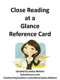 Close Reading at a Glance Reference Card