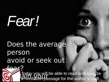 Preview of Close Reading for Author's Craft and Structure: Do we avoid or seek out fear?