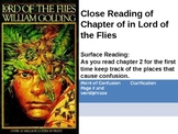 Close Reading for Chapters 1-2 of The Lord of the Flies