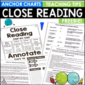 Preview of Close Reading Practice and Text Annotation Work for Teachers & Students