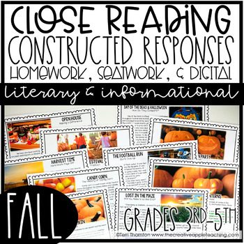 Preview of Close Reading with Constructed Response Fall Passages
