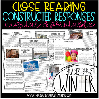 Preview of Close Reading with Constructed Response Winter Passages